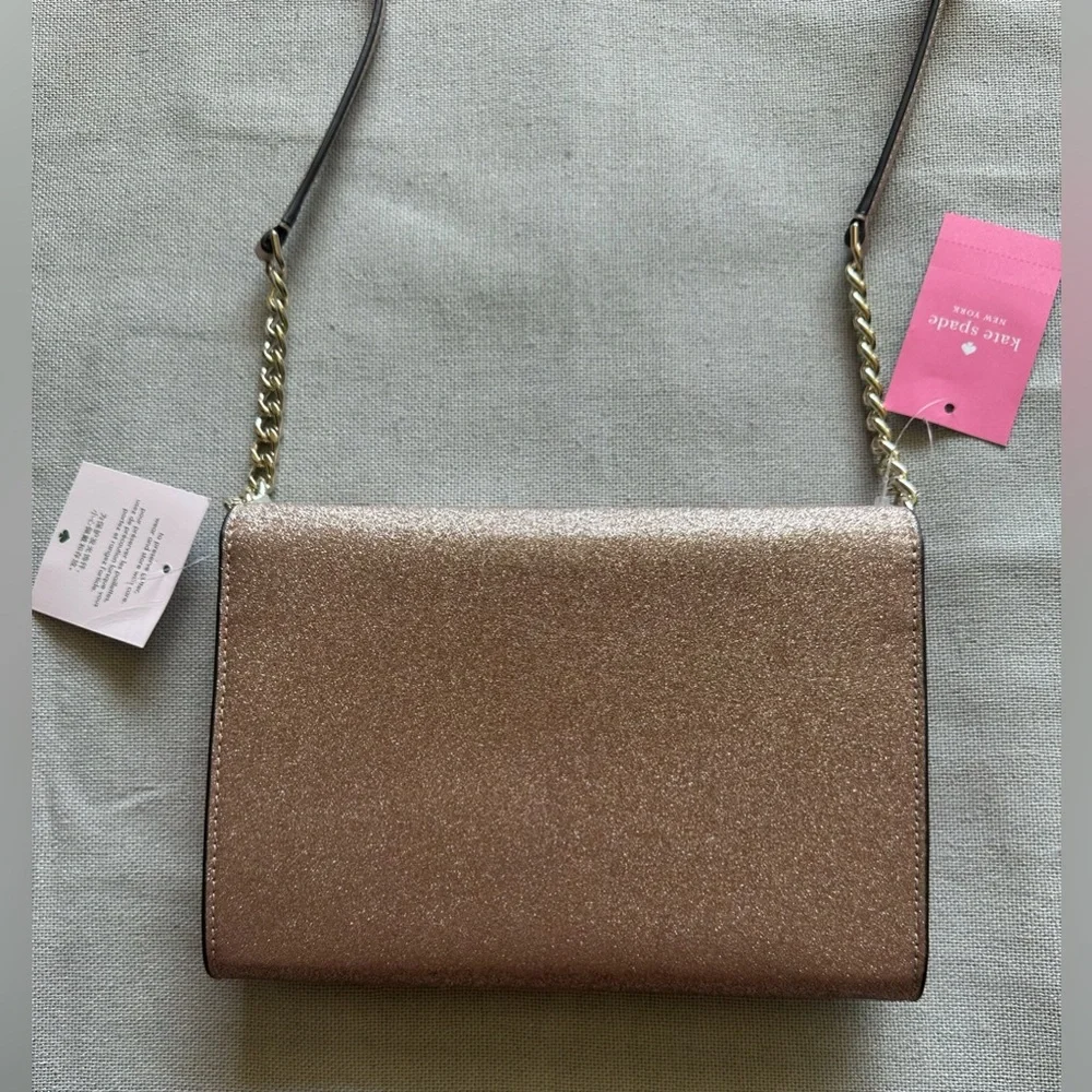 Kate Spade Tinsel Flap Rose Gold Crossbody Purse - Picture 4 of 11